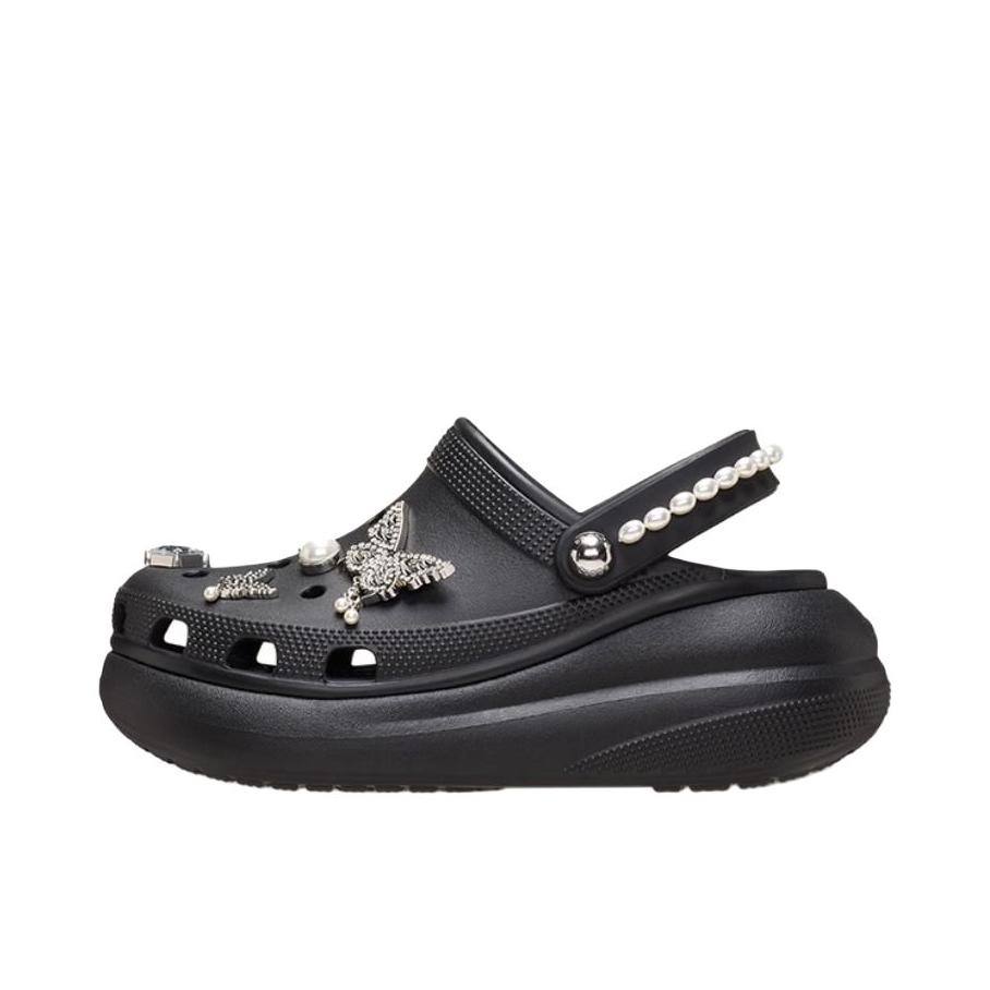 推荐商品：Crocs/卡骆驰 Classic Crush Clog 泡芙 包头 防水运动 增高 洞洞鞋 凉鞋 女款/深黑色 