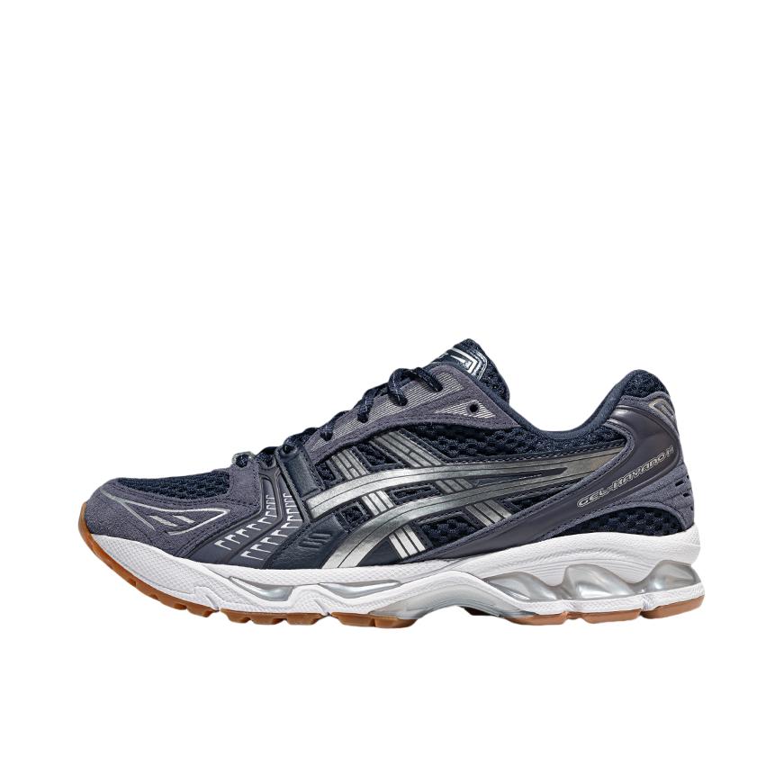 推荐商品：Asics/亚瑟士 Gel-Kayano 14 跑鞋 舒适减震防滑耐磨网面百搭复古慢跑 A.P.C联名/深蓝色/银色