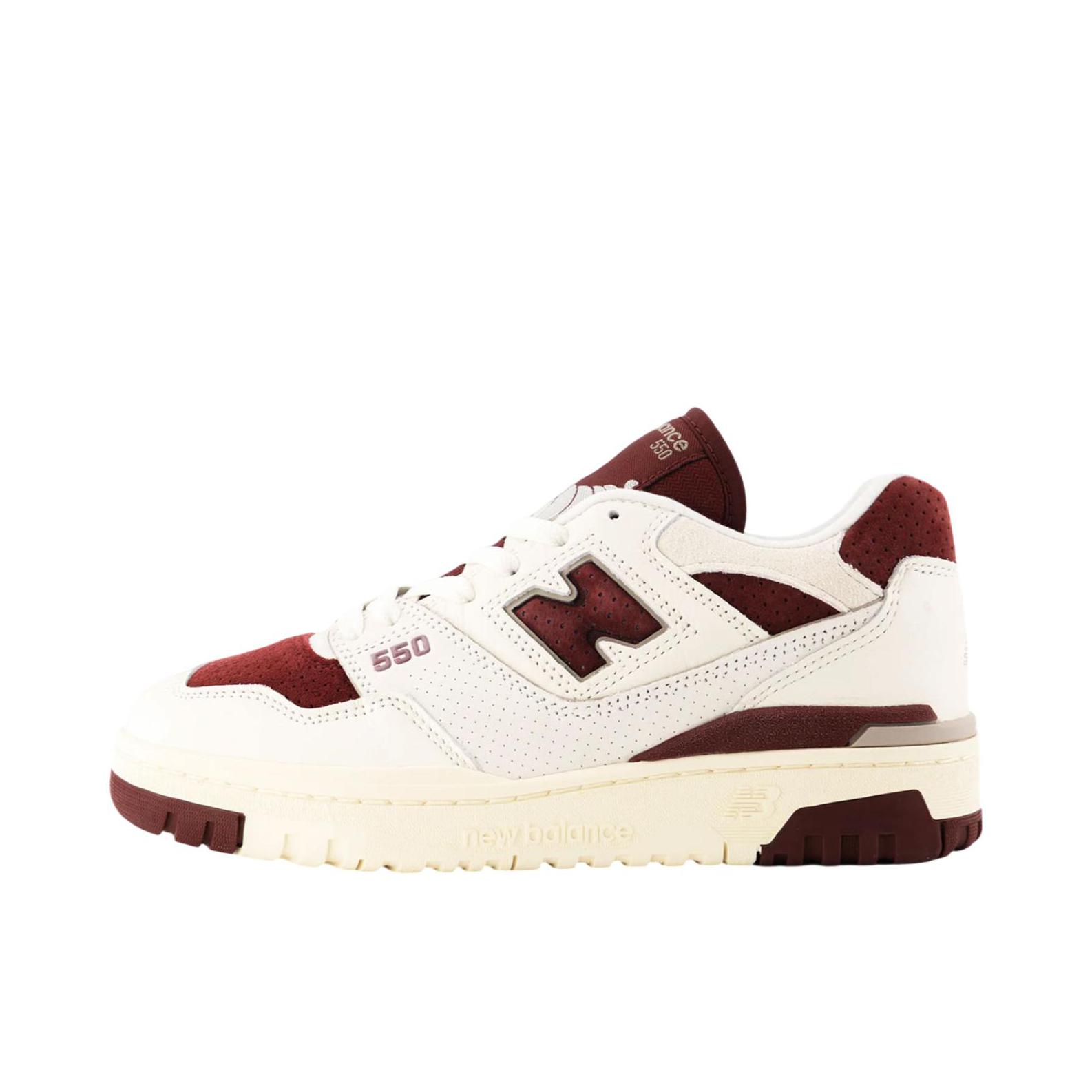 推荐商品：New Balance 550 复古 舒适 百搭 减震透气 防滑耐磨 潮流 运动休闲鞋 D宽/米色/红色