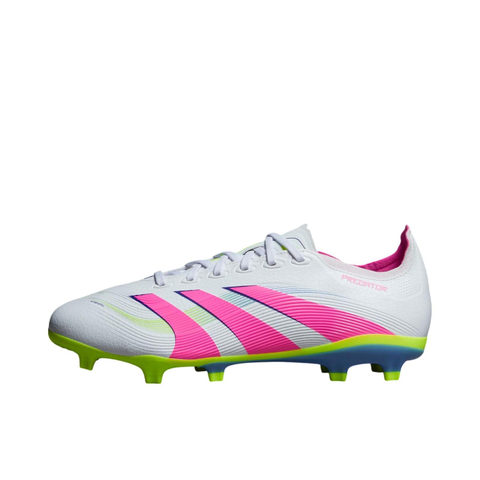 推荐商品：adidas Predator Elite FT FG 猎鹰25 顶级 胶质长钉 硬天然草场 耐用支撑 足球鞋 白色/荧光粉色