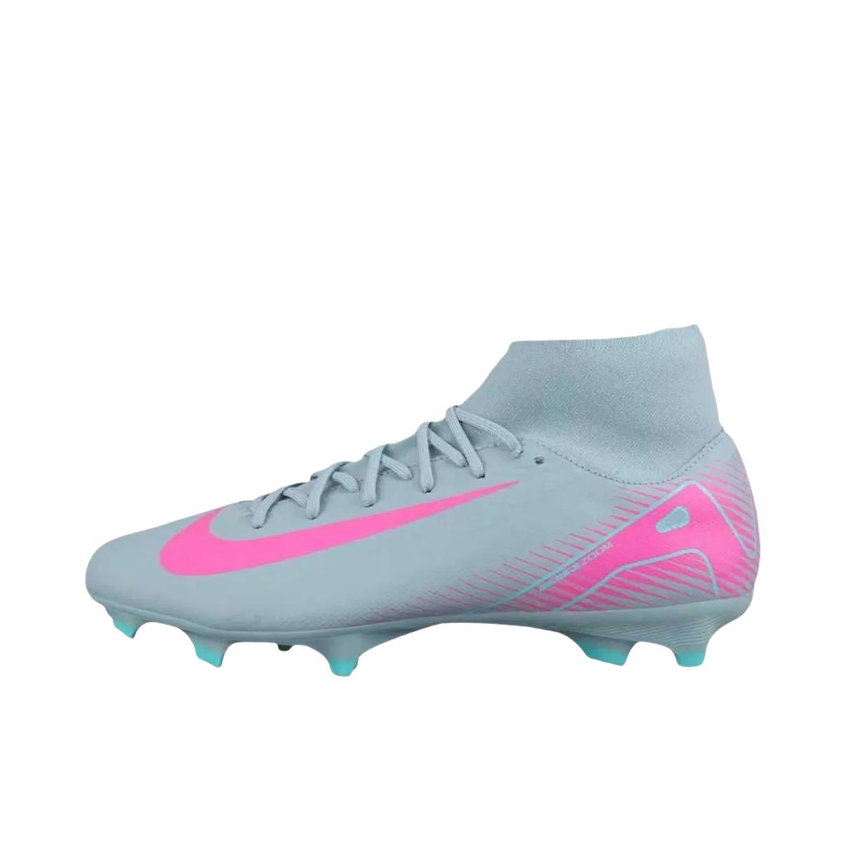 推荐商品：Nike Mercurial Superfly 10 Elite FG 足球鞋 胶质长钉多场地缓震 灰色/蓝色