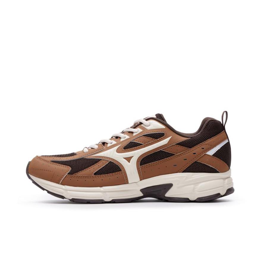 推荐商品：Mizuno/美津浓 Speed 星速 缓震 防滑耐磨 舒适回弹 透气网面 复古 运动 跑鞋 落叶褐/深咖啡褐/燕麦色