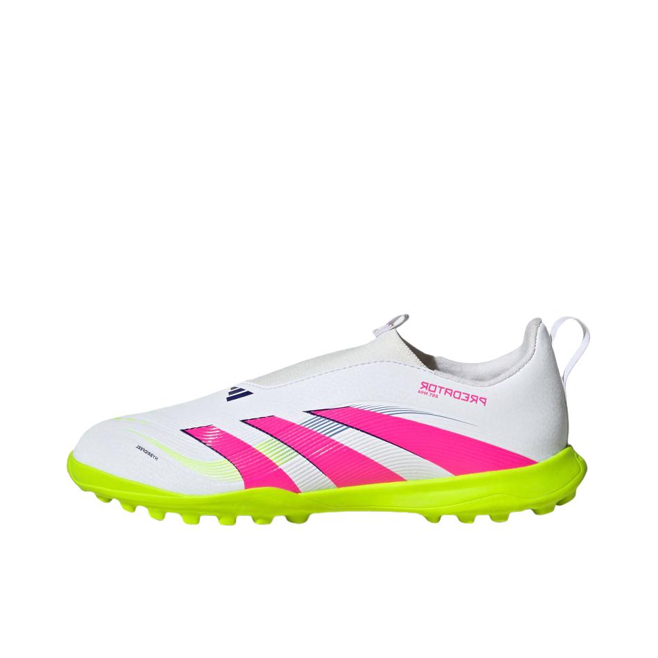 推荐商品：adidas Predator League Laceless TF 中端 碎钉 硬地 柔软 防滑 耐磨 低帮 人草 室外 足球鞋 大童/白/亮粉/亮柠檬黄