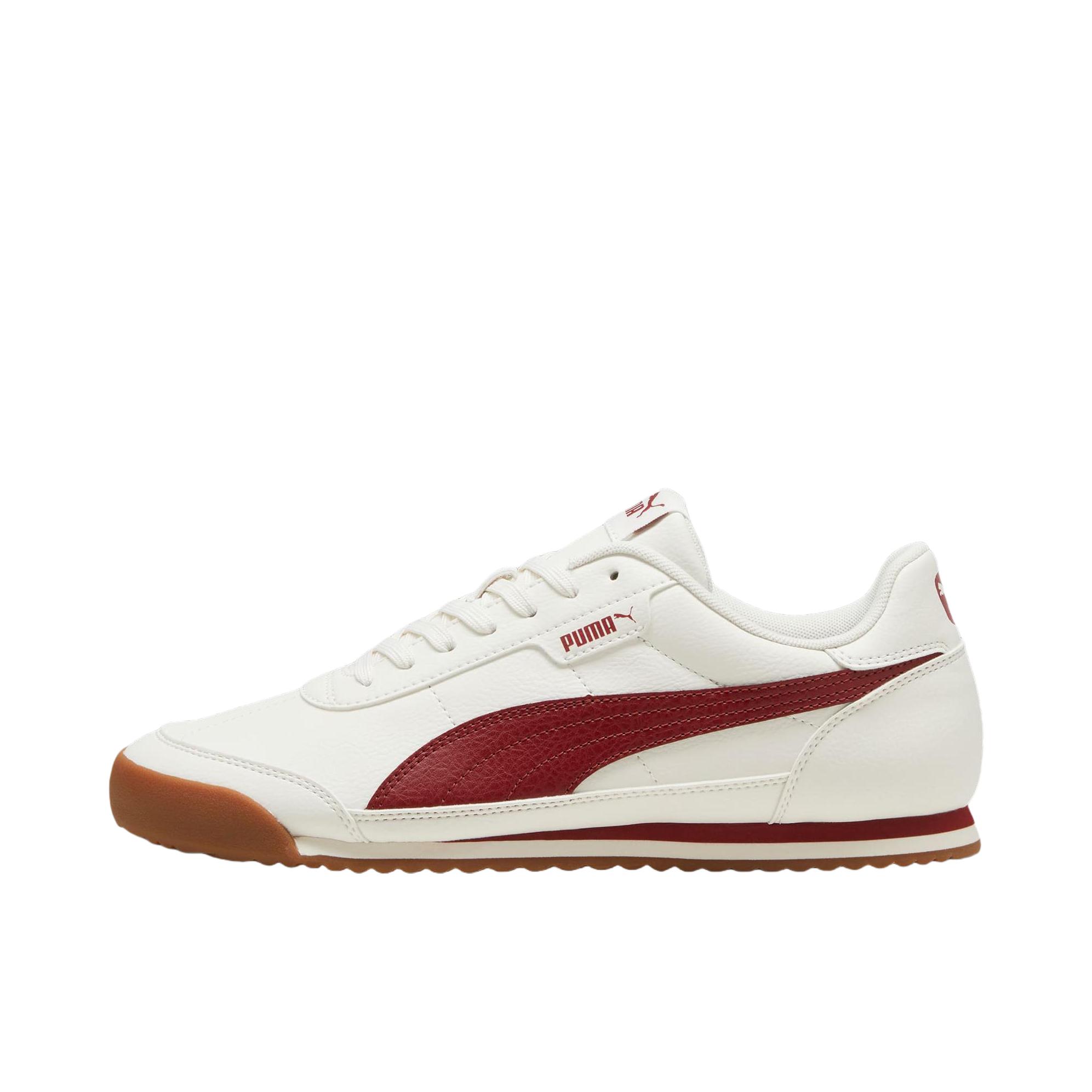 推荐商品：Puma/彪马 TURINO II NYLON 运动休闲鞋 拼接系带低帮防滑耐磨缓震胶底复古时尚足球风薄底耐穿 白色/红色