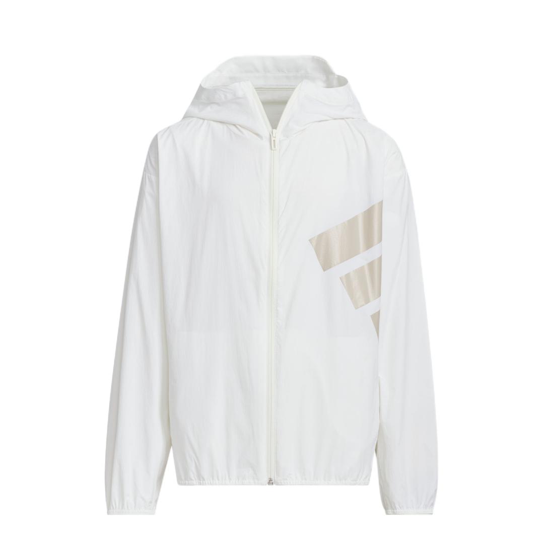 推荐商品：Adidas/阿迪达斯童装 F1系列 拉链连帽收口袖防晒衣 男大童 JL6961 JL6962 汉玉白