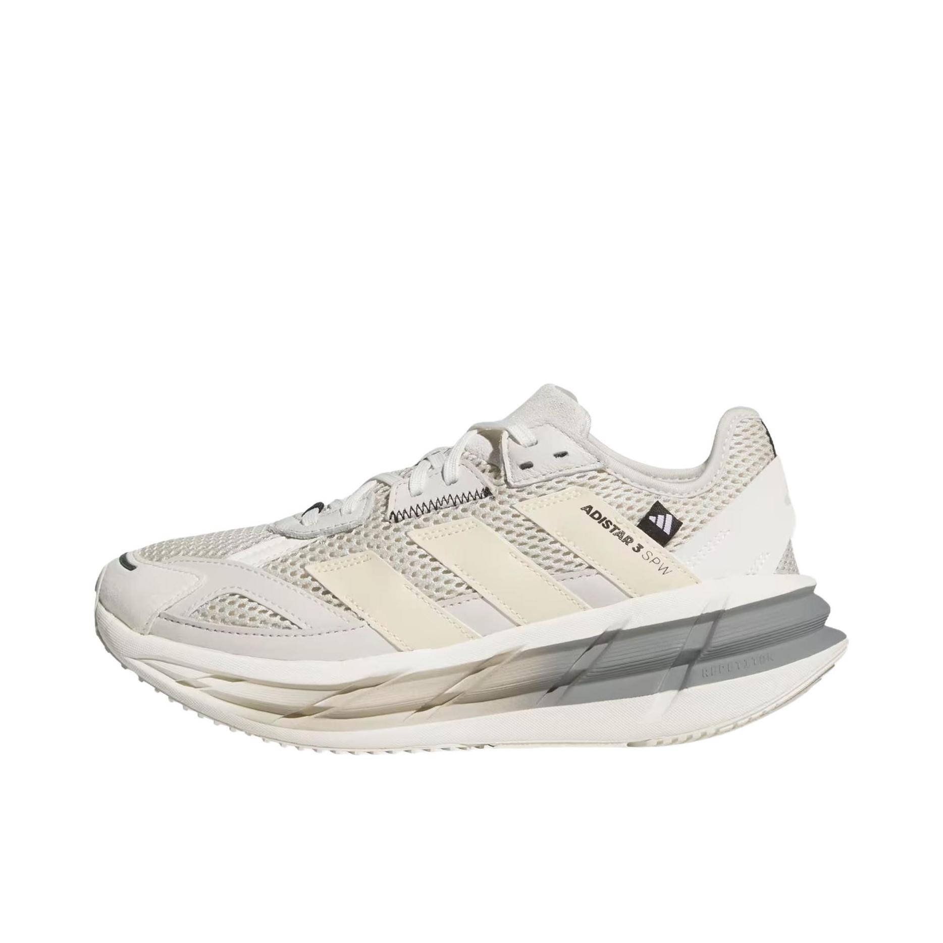 推荐商品：adidas Adistar 3 跑鞋 防滑耐磨缓震网面透气低帮系带长跑回弹 男款/轨道灰/白色 