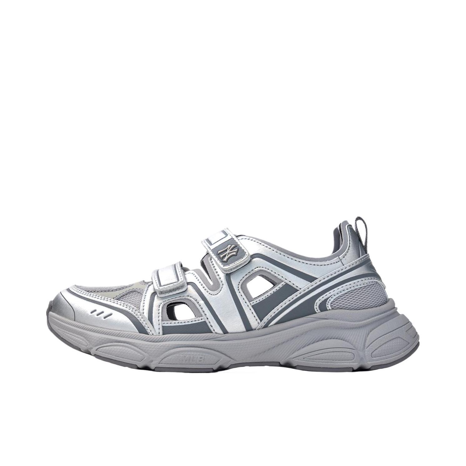 推荐商品：MLB Ace Runner 简约美观 低帮 厚底 魔术贴 玛丽珍 运动休闲鞋 银色/白色