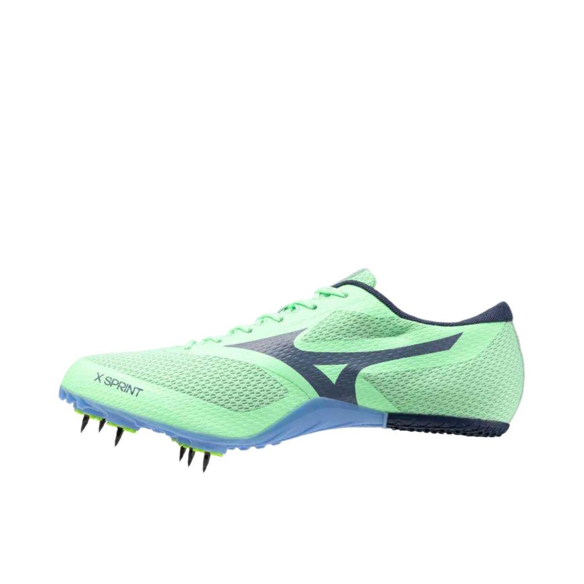 推荐商品：Mizuno/美津浓 SPRINT 比赛训练 减震防滑 耐磨 田径 短跑 圆头 跑鞋 浅绿色/海军蓝