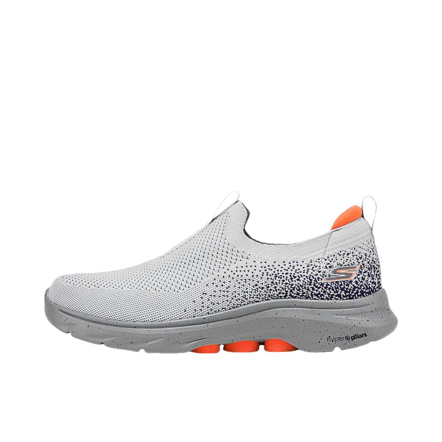 推荐商品：Skechers/斯凯奇 Go Walk 7 回弹缓震 网面透气 一脚蹬 运动休闲鞋 灰色/橘色 