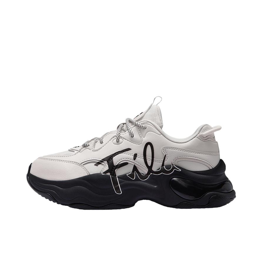 推荐商品：FILA/斐乐 Bubble 泡泡 防滑耐磨 复古 透气 舒适减震 厚底增高 运动 织物 防水 合成革 波浪 老爹鞋 女款/微白色/黑色