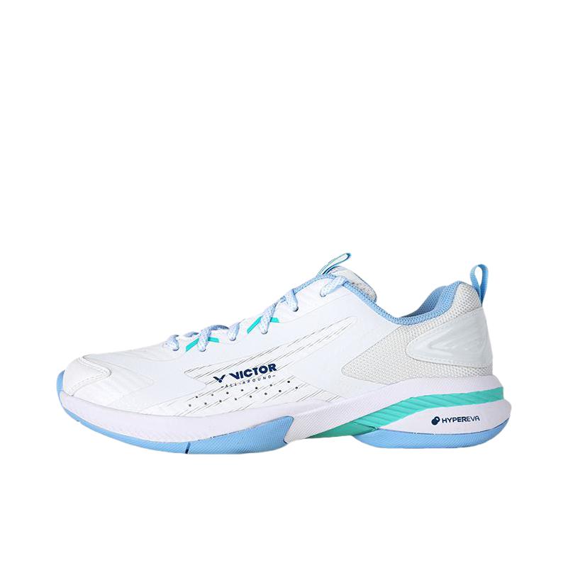 推荐商品：VICTOR/威克多  全面类A970TD  推广版 舒适透气 防滑耐磨 减震 训练 羽毛球鞋 亮白/水蓝