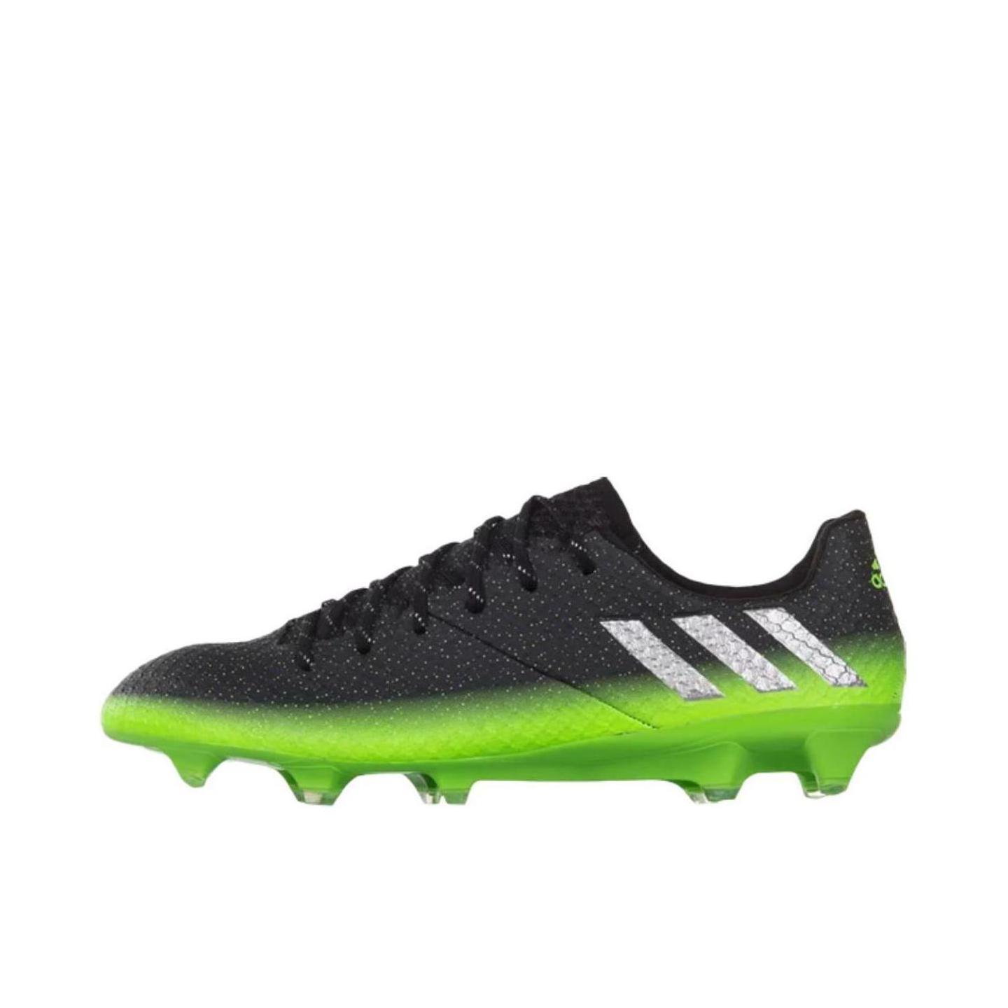 推荐商品：adidas Messi 16.1 FG 顶级 长钉 硬天然草场 舒适百搭 防滑耐磨 足球鞋 Black/Green
 黑绿色