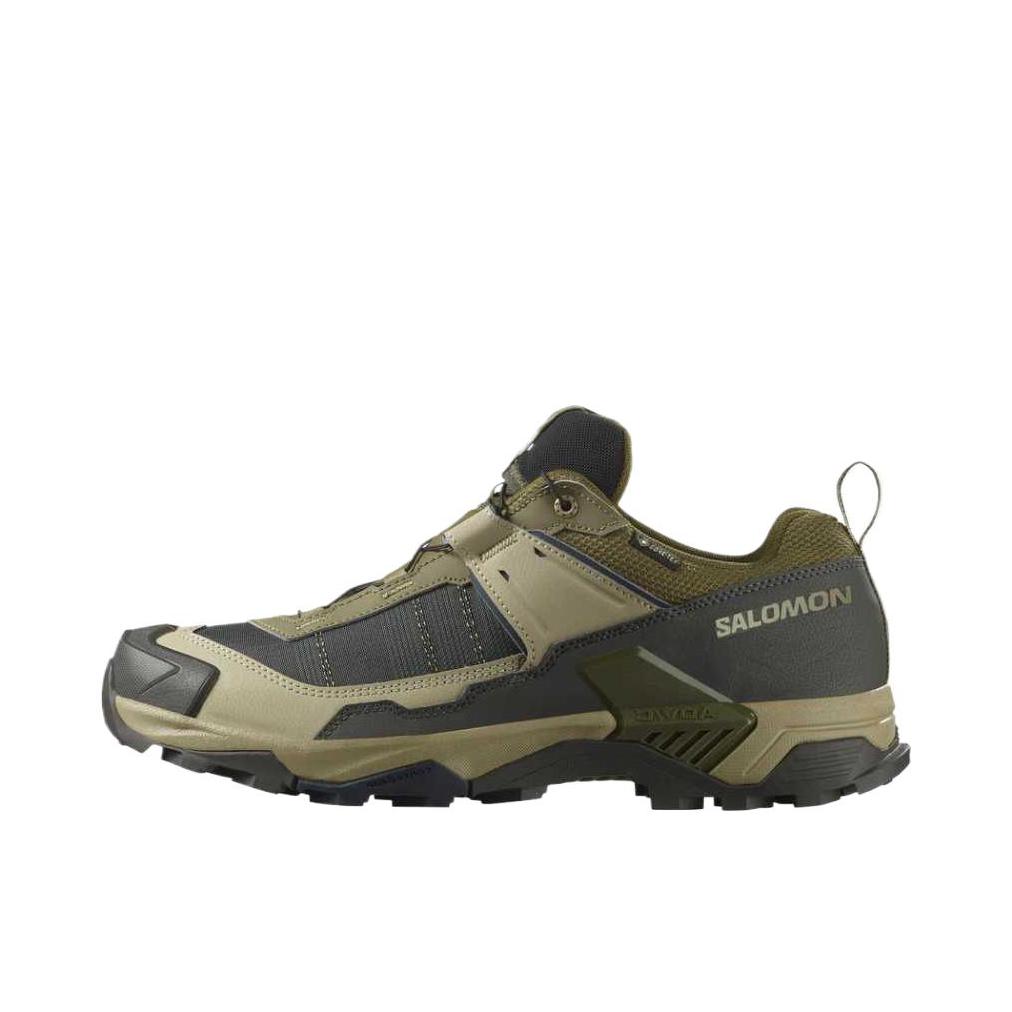 推荐商品：Salomon/萨洛蒙 X ULTRA 5 GTX 徒步鞋 户外防滑耐磨支撑透气舒适百搭潮流 绿色/棕色