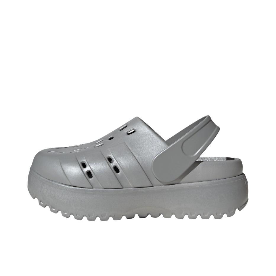 推荐商品：adidas Adilette Clog Platform 凉鞋 包头中跟厚底增高轻运动 金属银