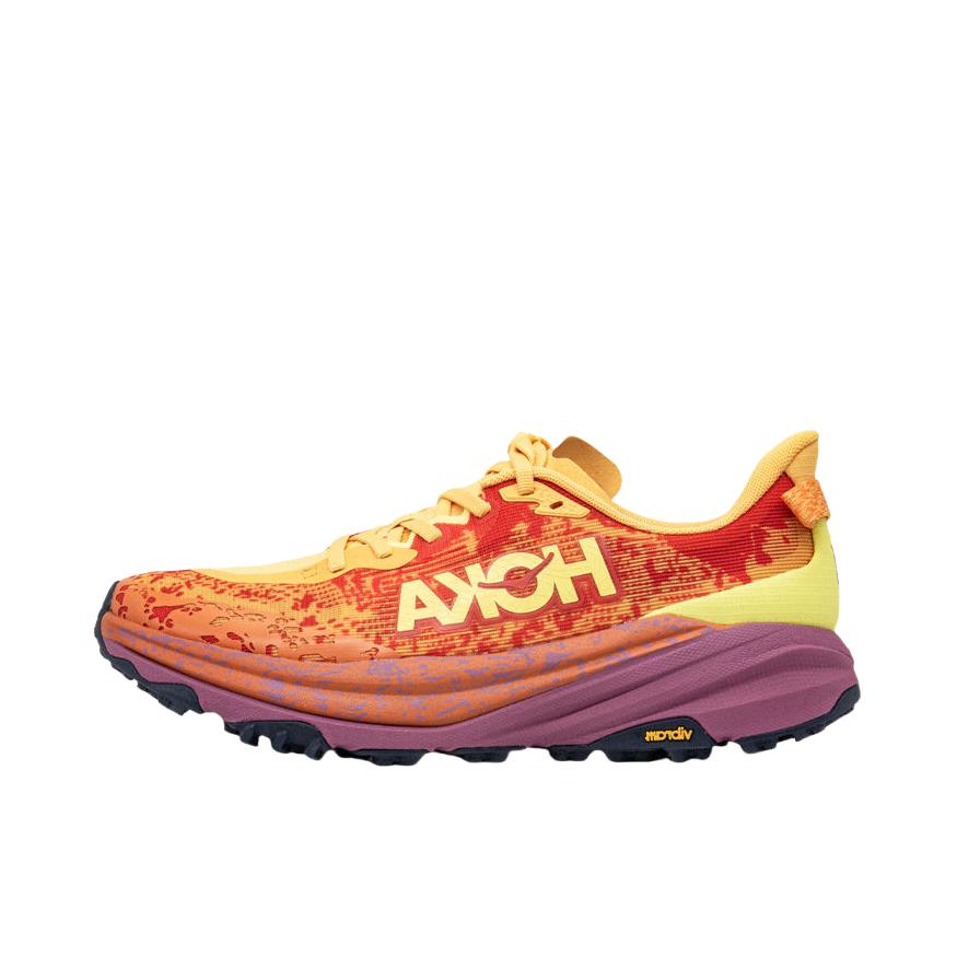 推荐商品：HOKA ONE ONE  Speedgoat 6  飞速羚羊  防滑耐磨 舒适回弹 织物 合成革 轻便 防水  低帮 跑鞋 男款/黄色/红色