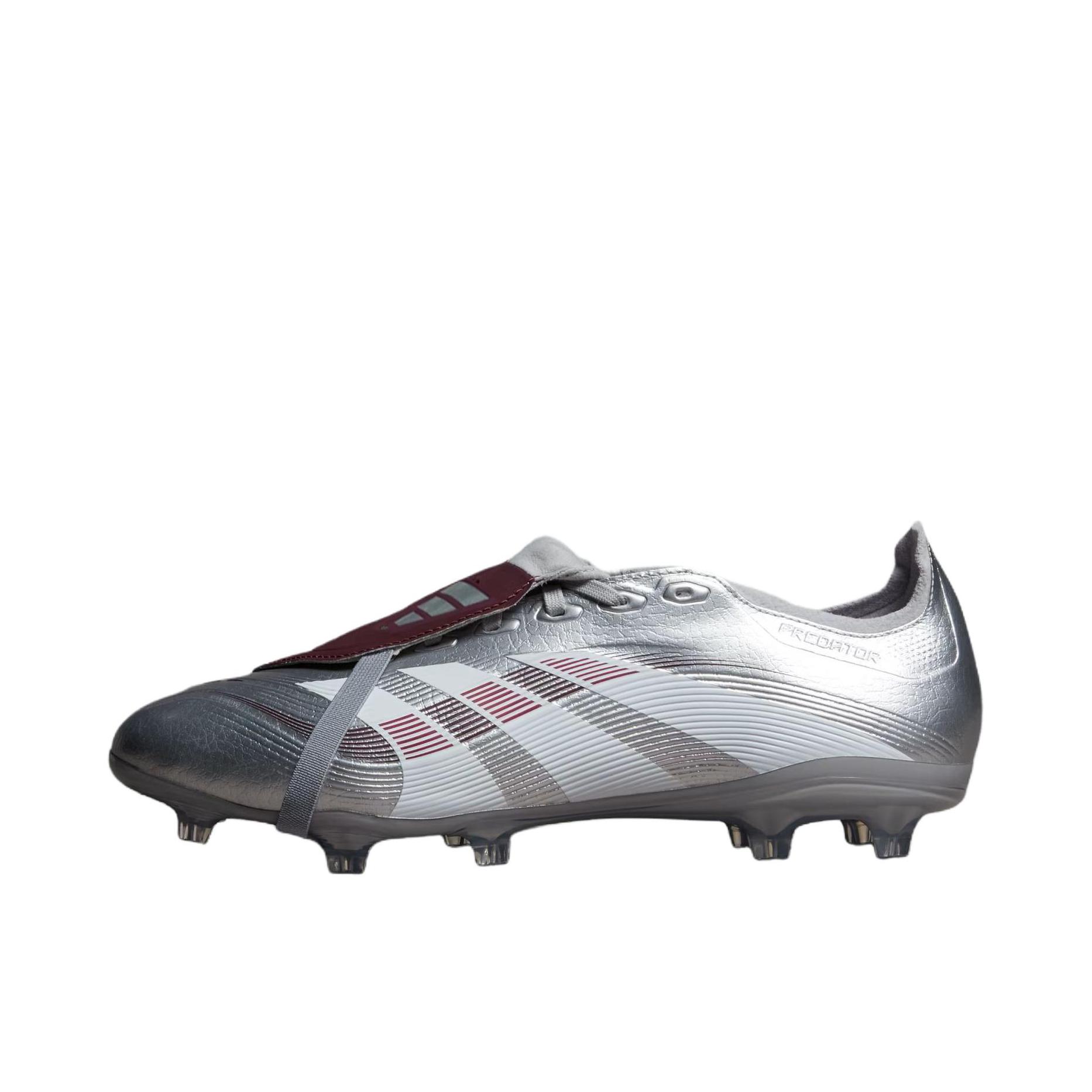 推荐商品：adidas Predator League FG/MG 中端 混钉 人造草地 防滑 耐磨 平跟 低帮 足球鞋 金属银/传统勃艮第酒红