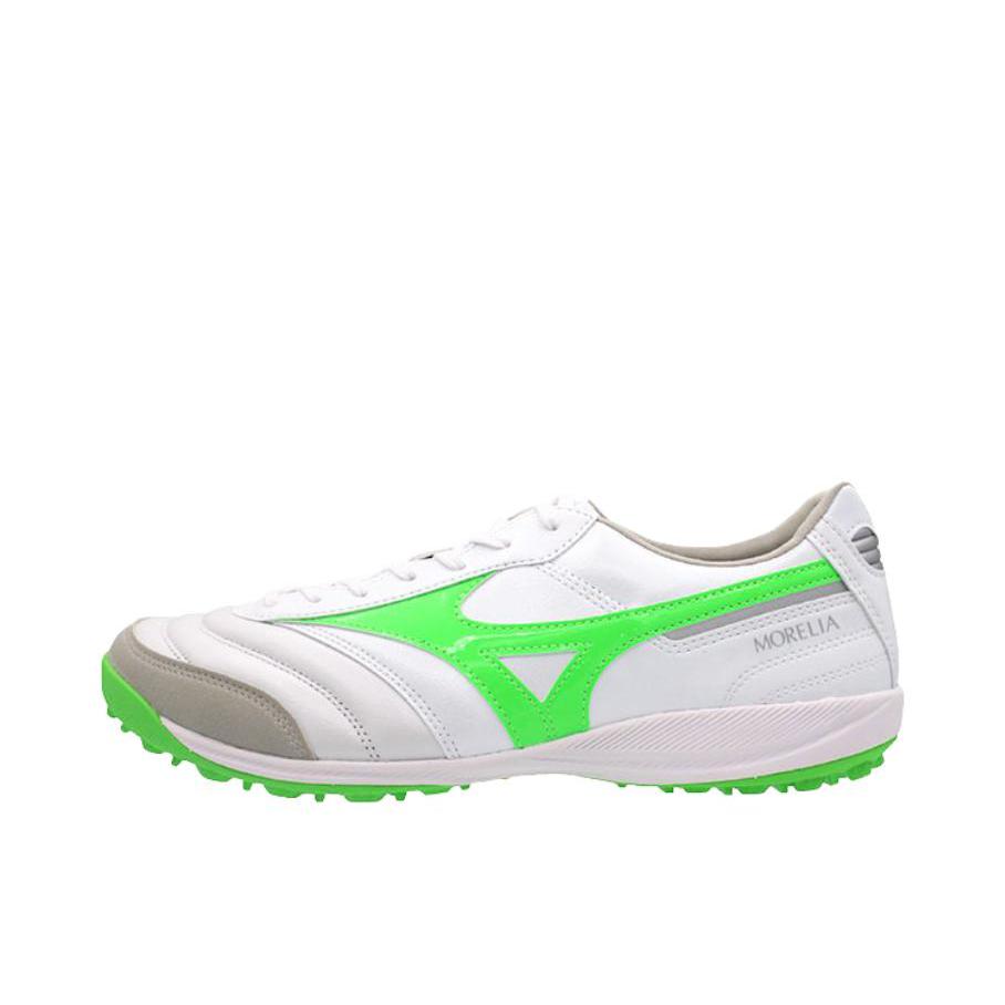 推荐商品：Mizuno/美津浓 足球鞋 顶级碎钉防滑耐磨缓震胶质圆头休闲百搭 白色/荧光绿色