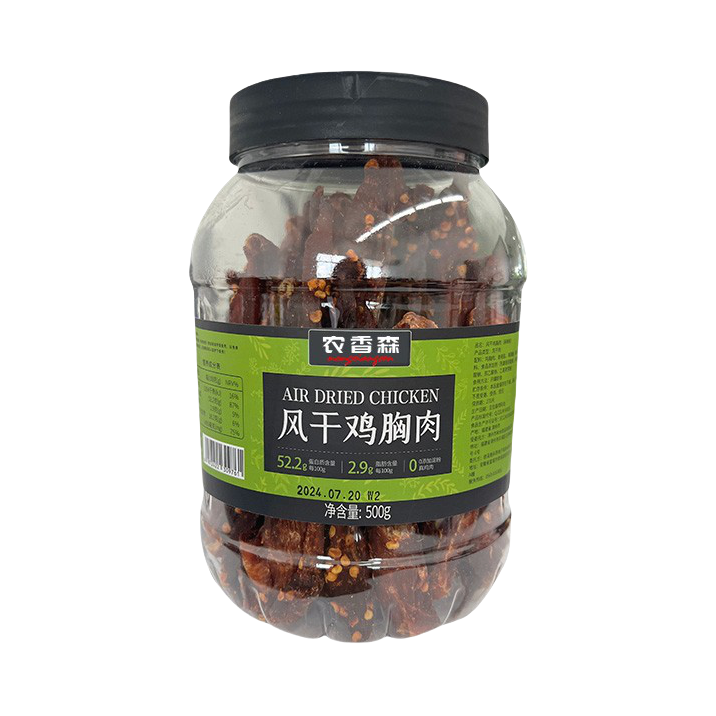 推荐商品：农香森 风干鸡胸肉 麻辣味 500g 罐装