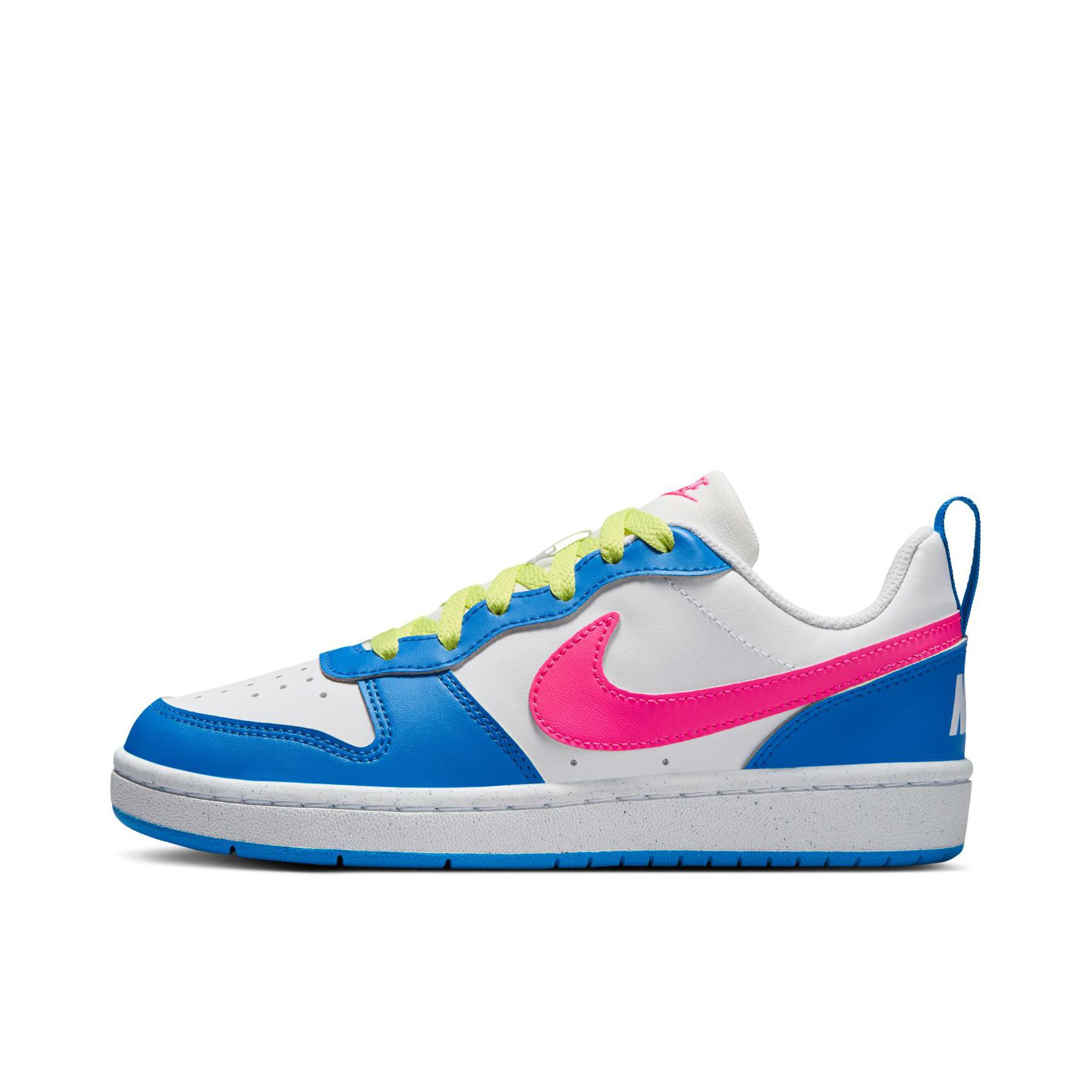 推荐商品：Nike Court Borough 板鞋 复古舒适透气防滑耐磨轻便防水耐穿 大童/白色/透明粉/清透蓝/浅柠檬黄/黑色