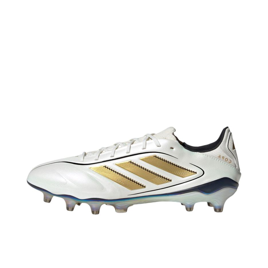 推荐商品：adidas Copa Pure 3 Elite FG 胶质长钉 天然硬草地 耐用支撑 足球鞋 白色/暗金金属/黑色
