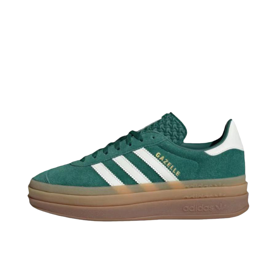 推荐商品：adidas Originals Gazelle Bold T头鞋 德训鞋 运动休闲鞋 经典厚底防滑耐磨贴合 女款/学院绿/米白色/金属金