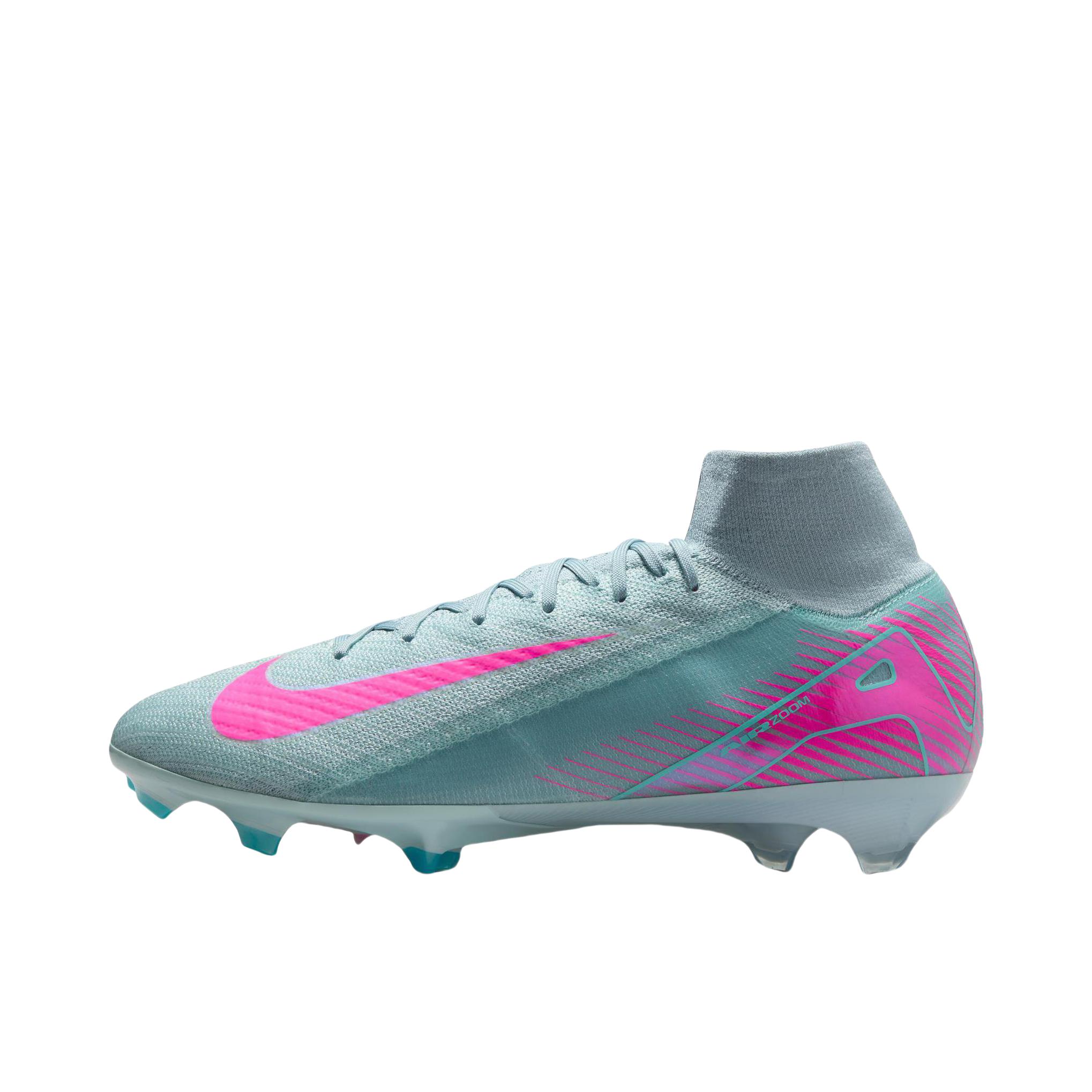 推荐商品：Nike Mercurial Superfly 10 Elite FG 精英级 胶质长钉 天然草地 防滑耐磨 足球鞋 蓝色/粉色