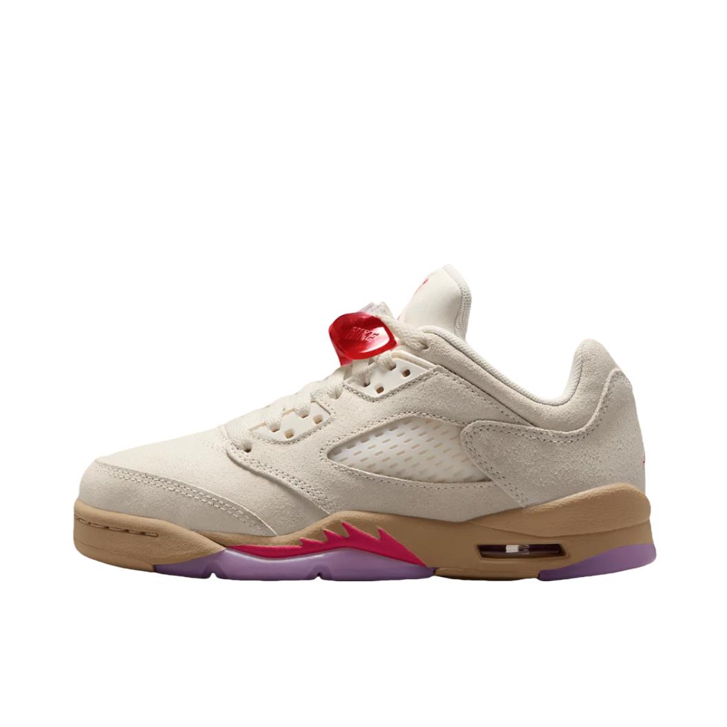 推荐商品：Air Jordan 5 运动休闲鞋 复古潮流透气防滑耐磨缓震实战支撑包裹性 GS/米色/红色