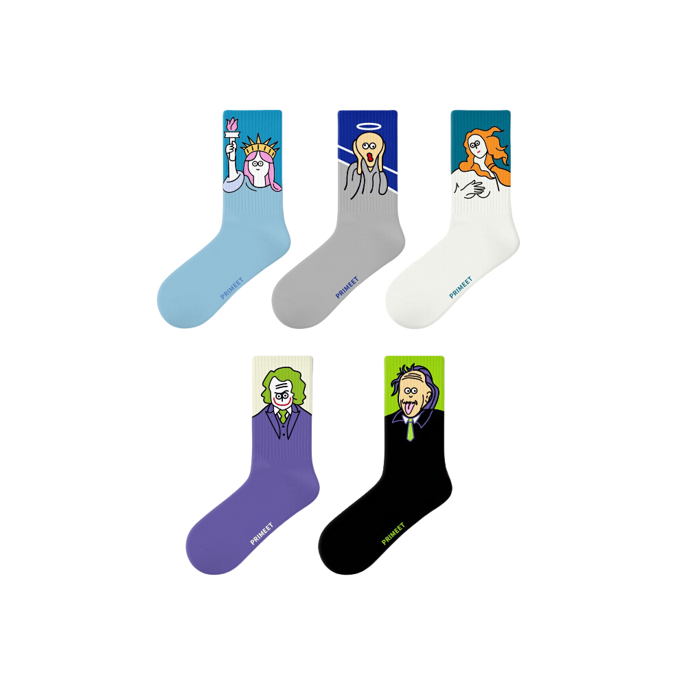 推荐商品：PRIMEET 24SS搞怪怪咖卡通抗菌防臭运动针织中筒袜 AB34300H