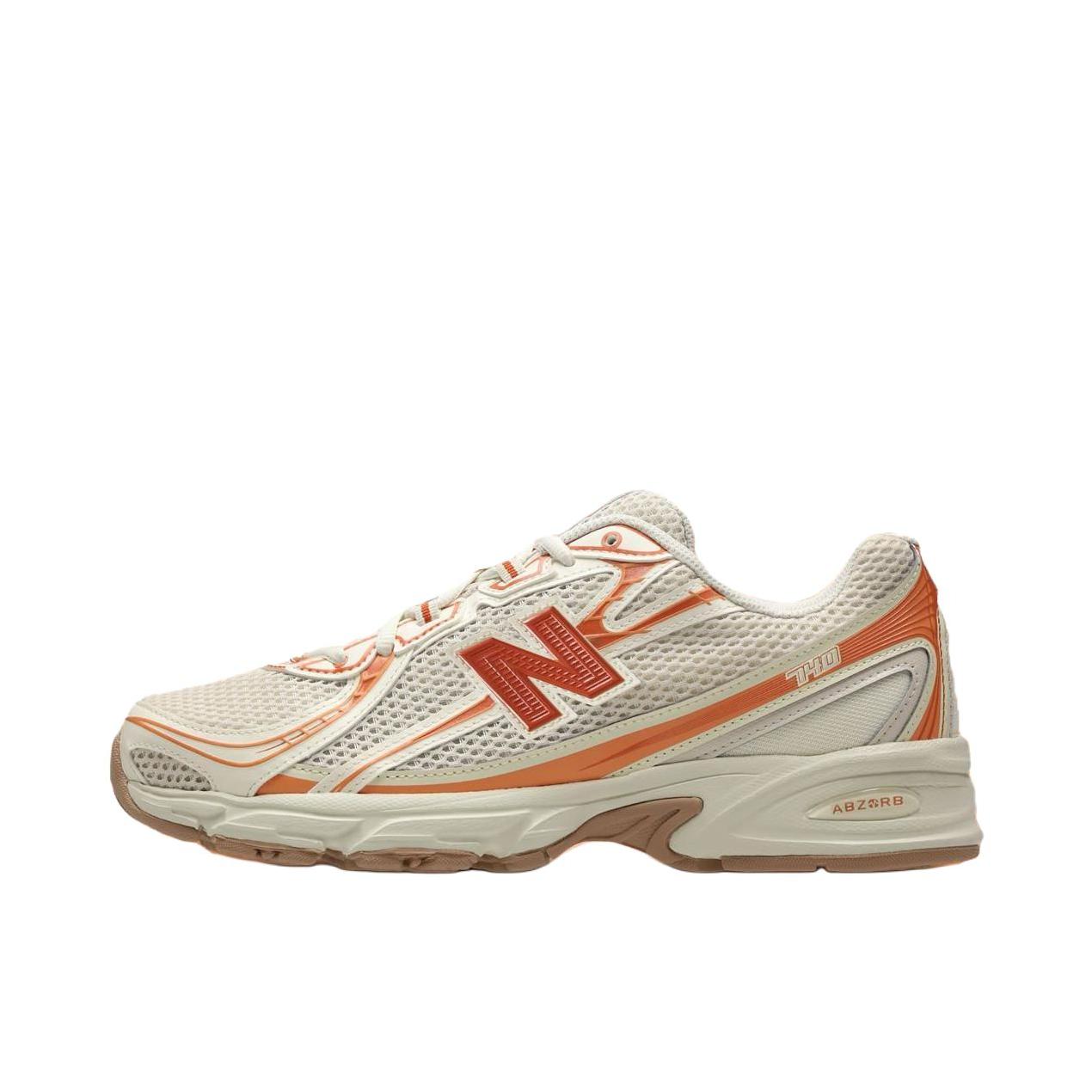 推荐商品：New Balance 740 跑鞋 增高防滑耐磨透气低帮系带拼接圆头千禧风贴合支撑耐穿 D宽/白色/橙色