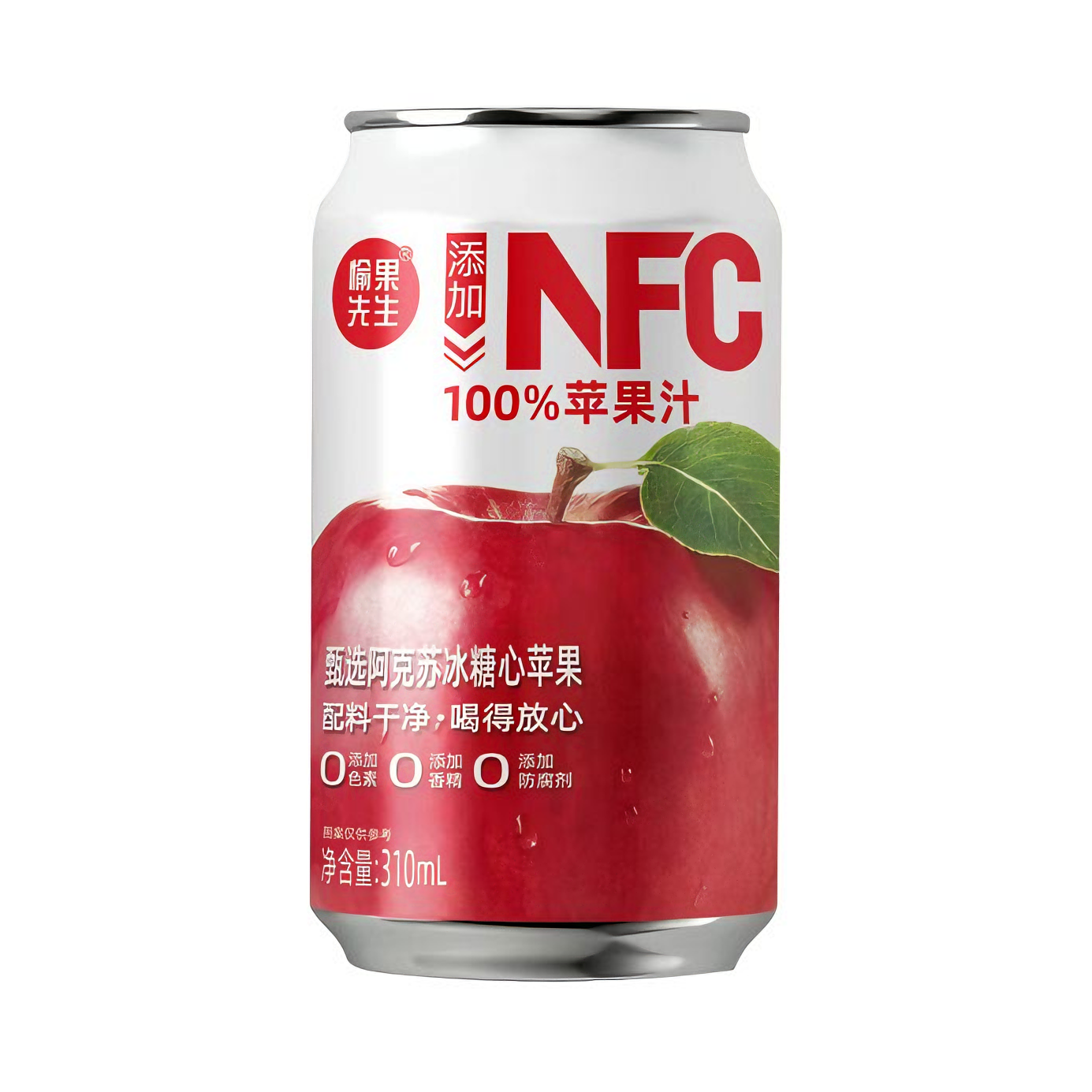 推荐商品：愉果先生 NFC100%苹果汁 310ml 罐装