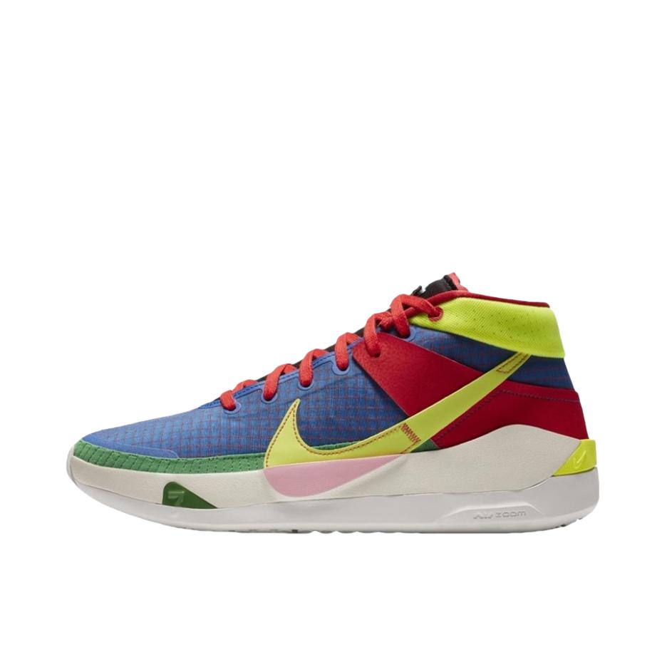 推荐商品：Nike Zoom KD 13 杜兰特 防滑耐磨 缓震回弹 包裹性 圆头 支撑 实战 篮球鞋 NY vs NY 蓝色/柠檬黄/红色