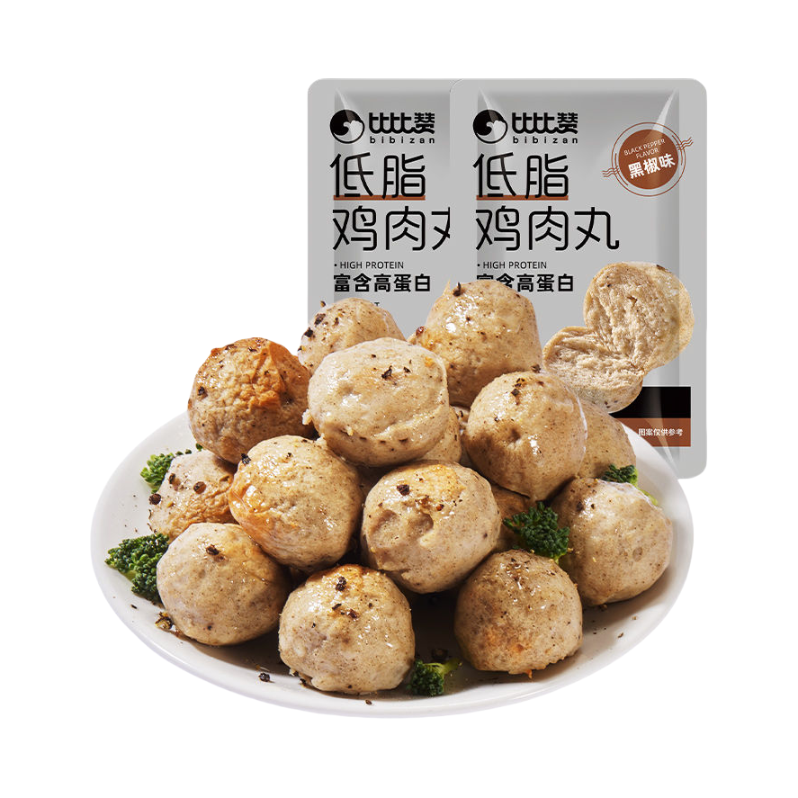 推荐商品：比比赞 低脂鸡肉丸 黑椒味 25g 袋装 解馋开袋即食充饥饱腹