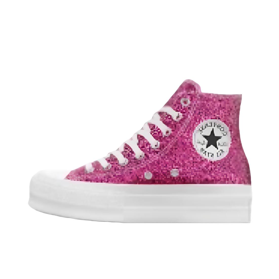 推荐商品：【定制鞋】 Converse/匡威 All Star Lift 帆布鞋 增高防滑轻便 活力派对粉/白色