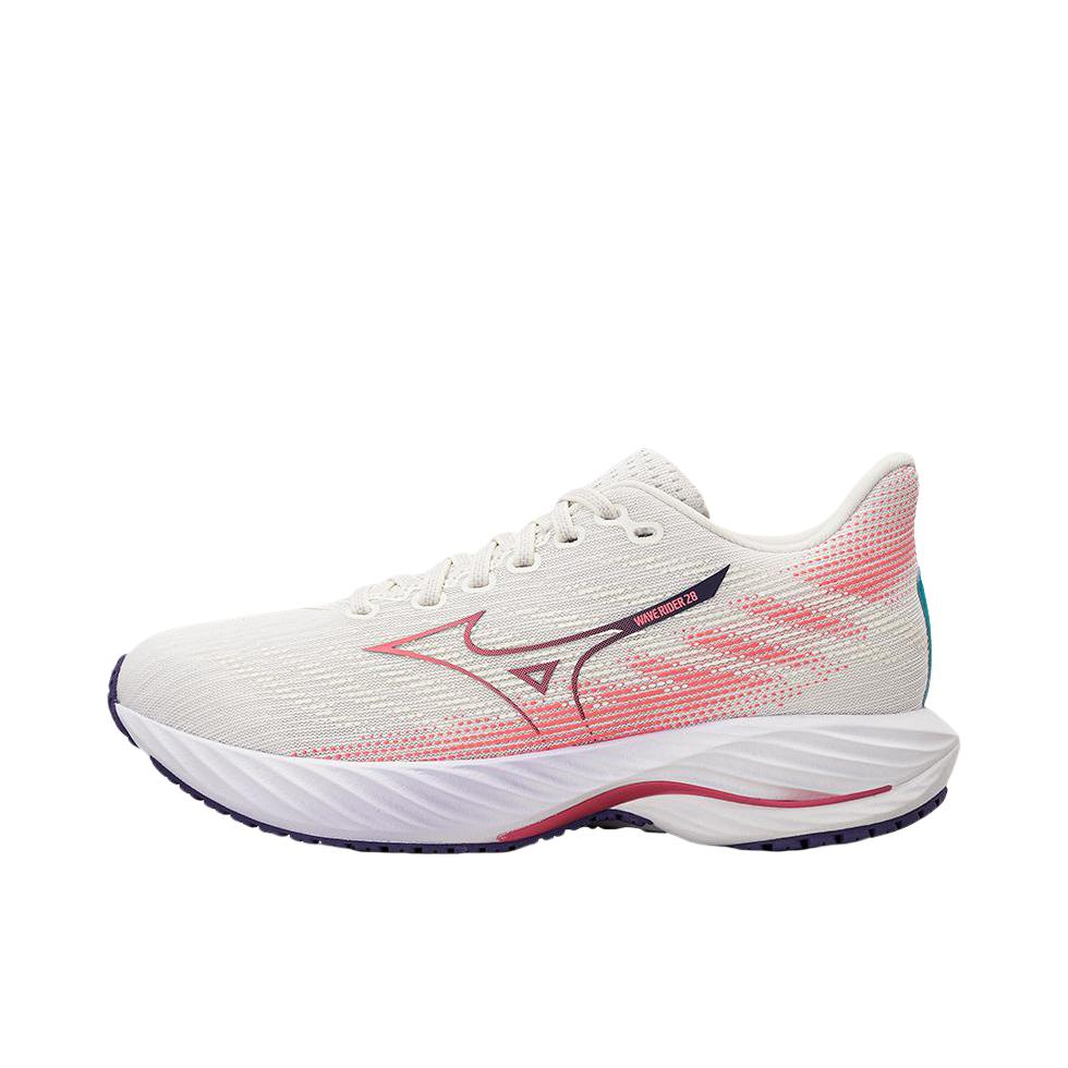 推荐商品：Mizuno/美津浓  Wave Rider  28  防滑 缓震 支撑 回弹  跑鞋 白色/粉色/紫色