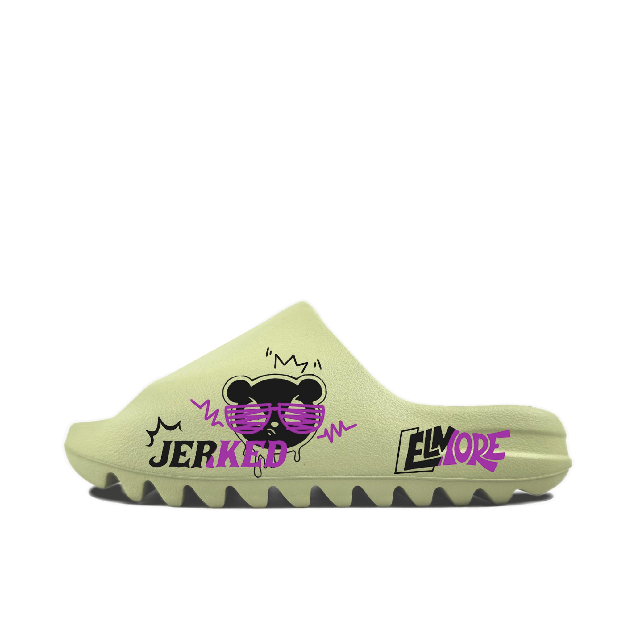推荐商品：【定制鞋】adidas Originals Yeezy Slide EVA 一字 低跟 平跟 椰子 拖鞋 搞怪萌拖