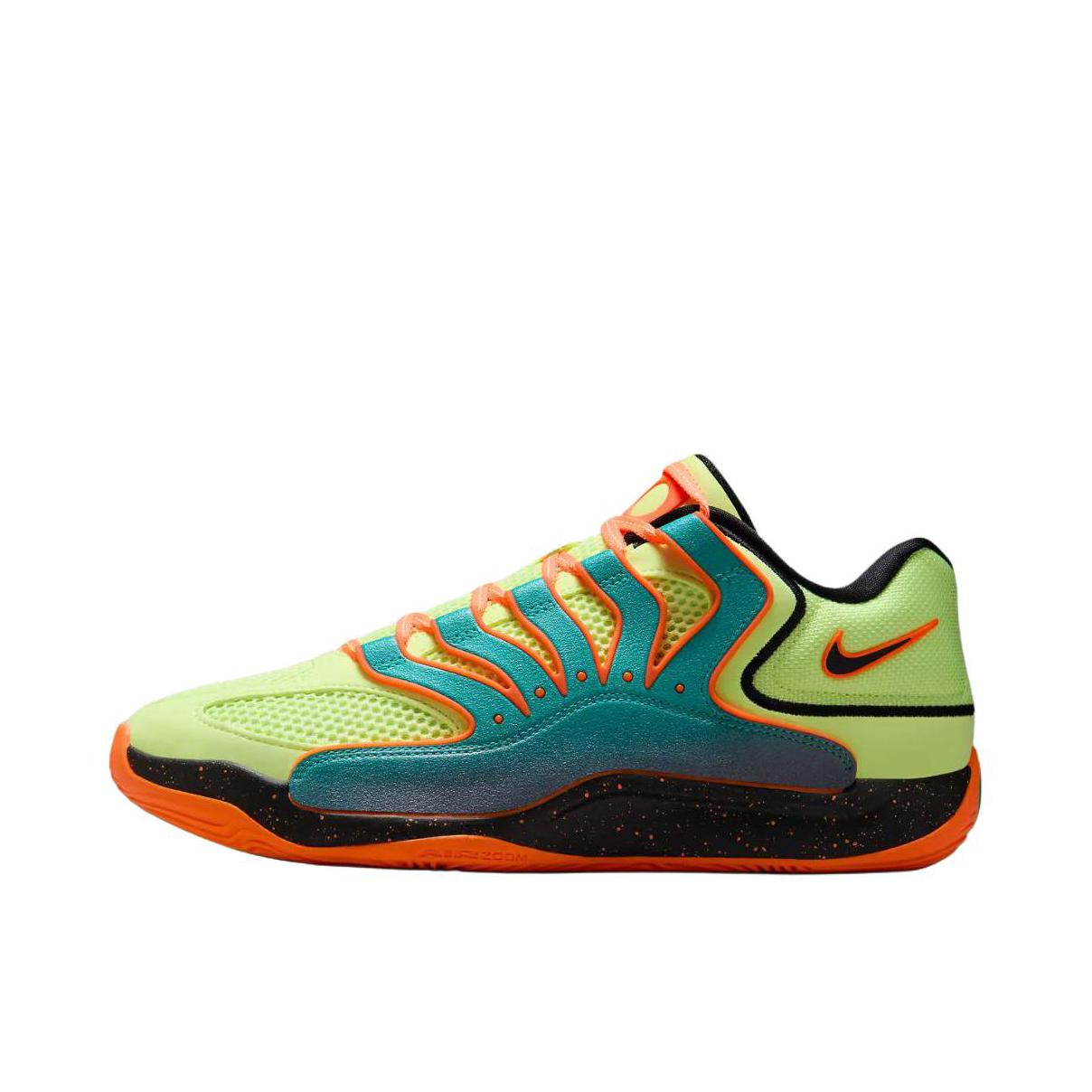 推荐商品：Nike KD 18 篮球鞋 实战防滑耐磨支撑回弹缓震 黄绿色/青色/橙色