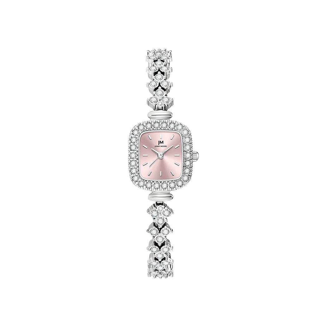 推荐商品：jonny moore J1902系列 锆石镶钻拉丝变光少女质感石英女士手表