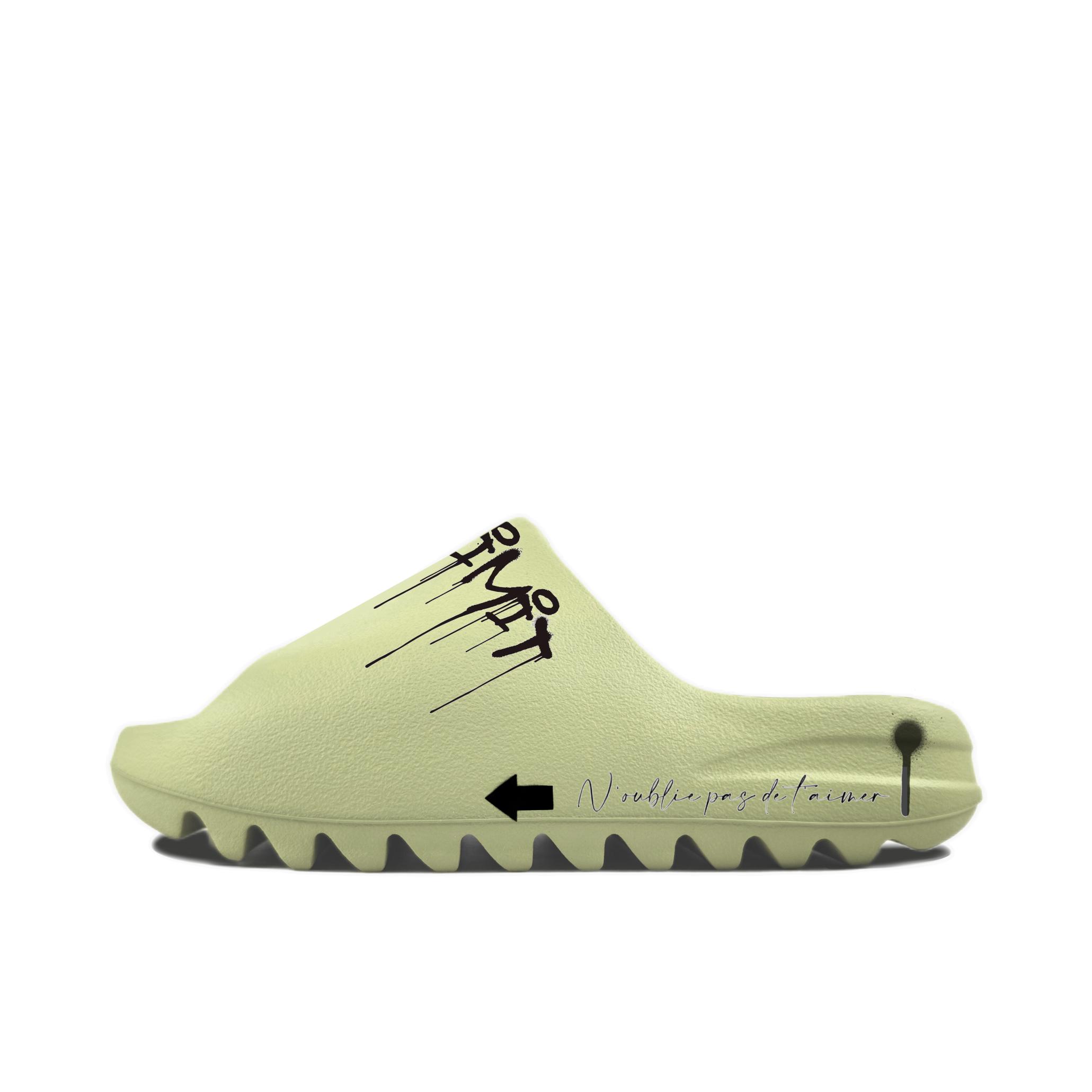 推荐商品：【定制鞋】adidas Originals Yeezy Slide EVA 一字 低跟 平跟 椰子 拖鞋 极限酷拖