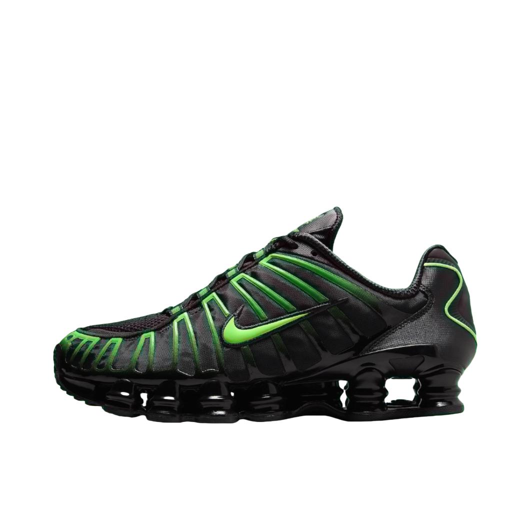 推荐商品：Nike Shox TL 运动休闲鞋 全掌气柱缓震回弹透气防滑耐磨百搭复古贴合圆头 绿色/黑色
