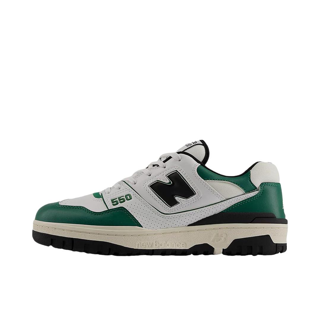 推荐商品：New Balance 550 复古 舒适 百搭 减震透气 防滑耐磨 潮流 运动休闲鞋 D宽/白色/深绿色 
