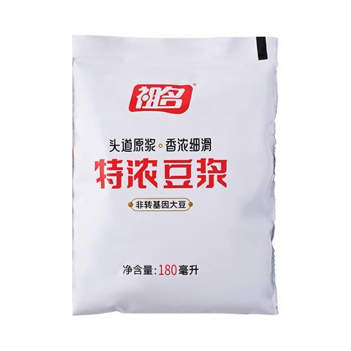 推荐商品：祖名 特浓豆浆 180ml 袋装不添加方便携带非转基因 无添加蔗糖