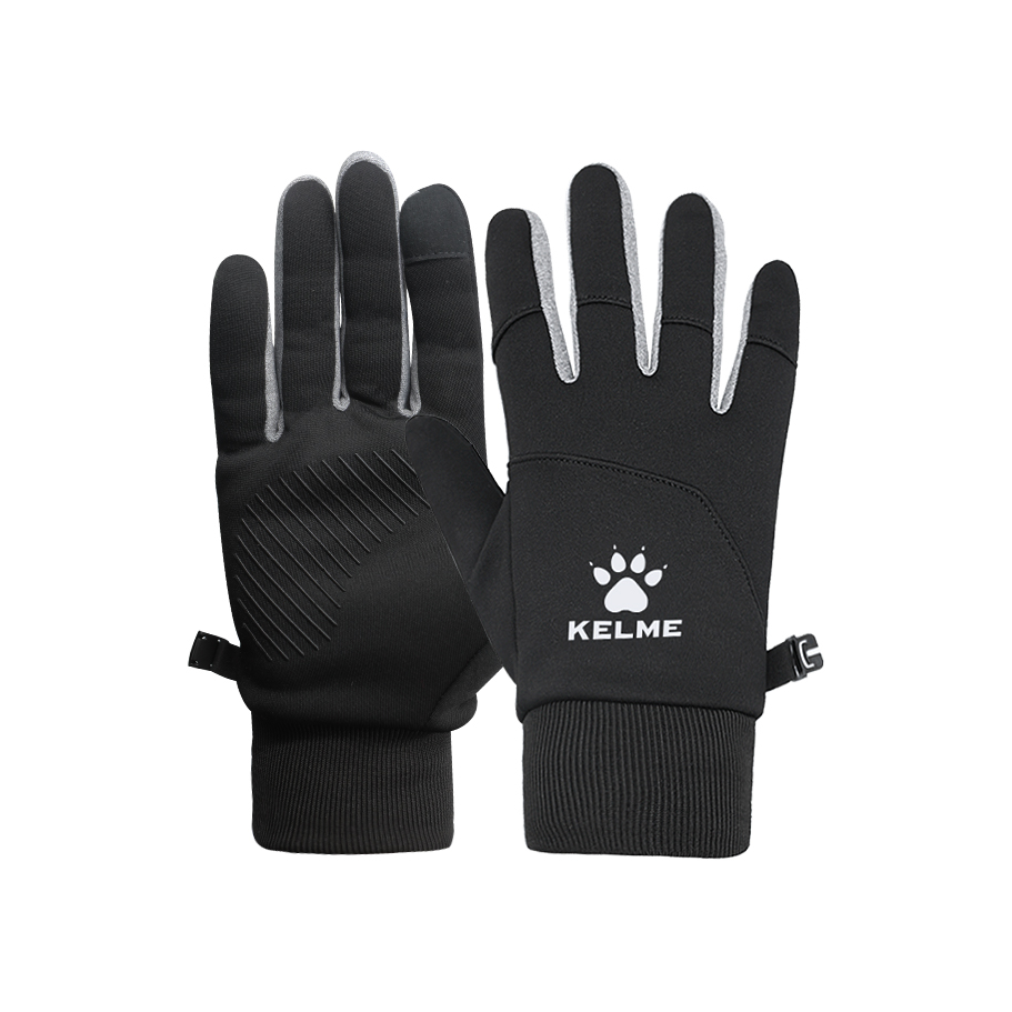 KELME 手套 骑车毛线防风寒保暖健身可触屏防寒加厚加绒全掌手套 1390008 黑色
