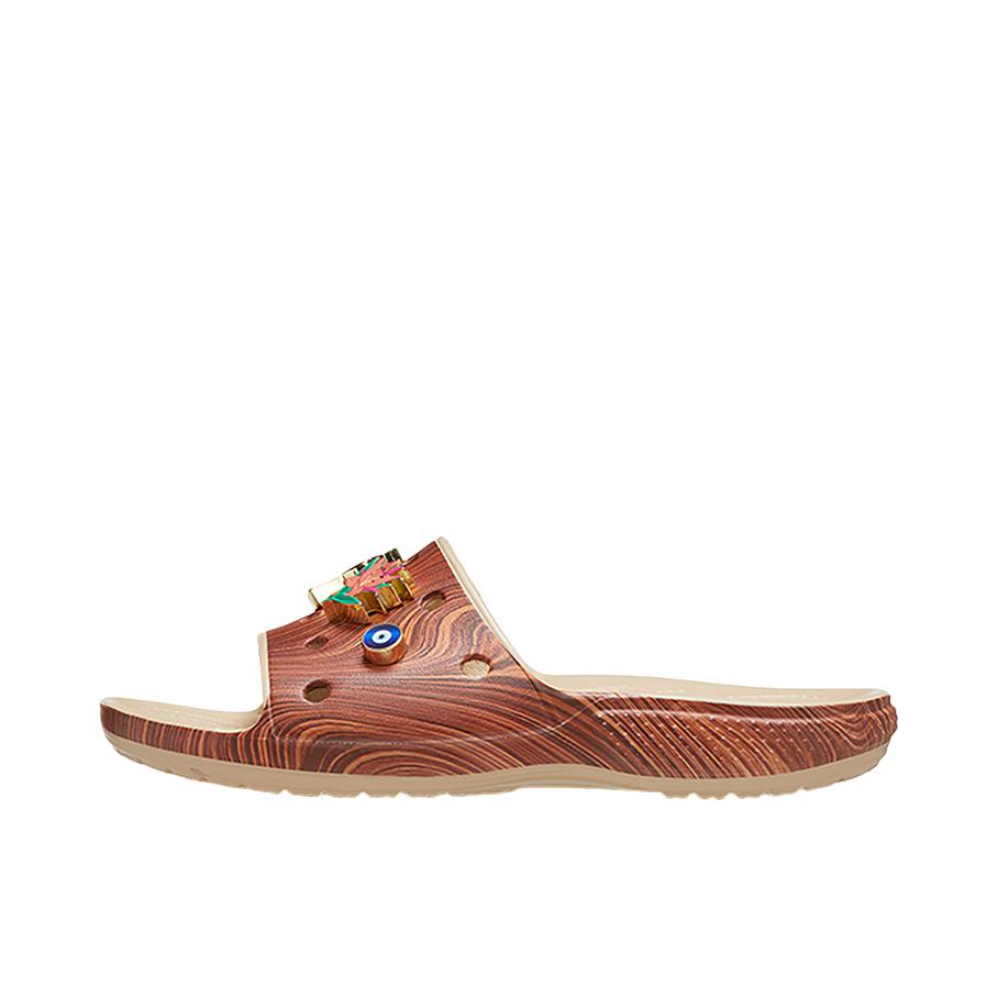 推荐商品：Crocs/卡骆驰 Classic slide 防滑耐磨 舒适透气 轻便 复古 防磨 露趾 休闲运动 一字 外穿 平底 洞洞鞋 拖鞋 206121 SZA联名/女款/彩色