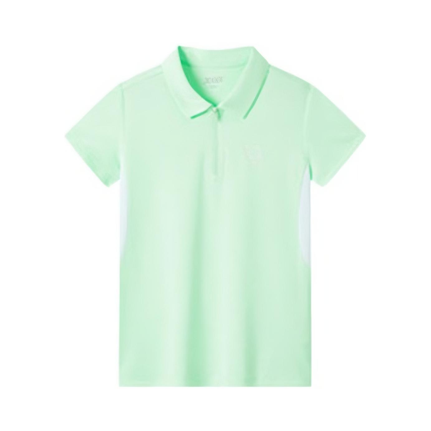 推荐商品：Xtep/特步童装 半拉链套头Polo衫 女中大童 675224029148 绣荷绿