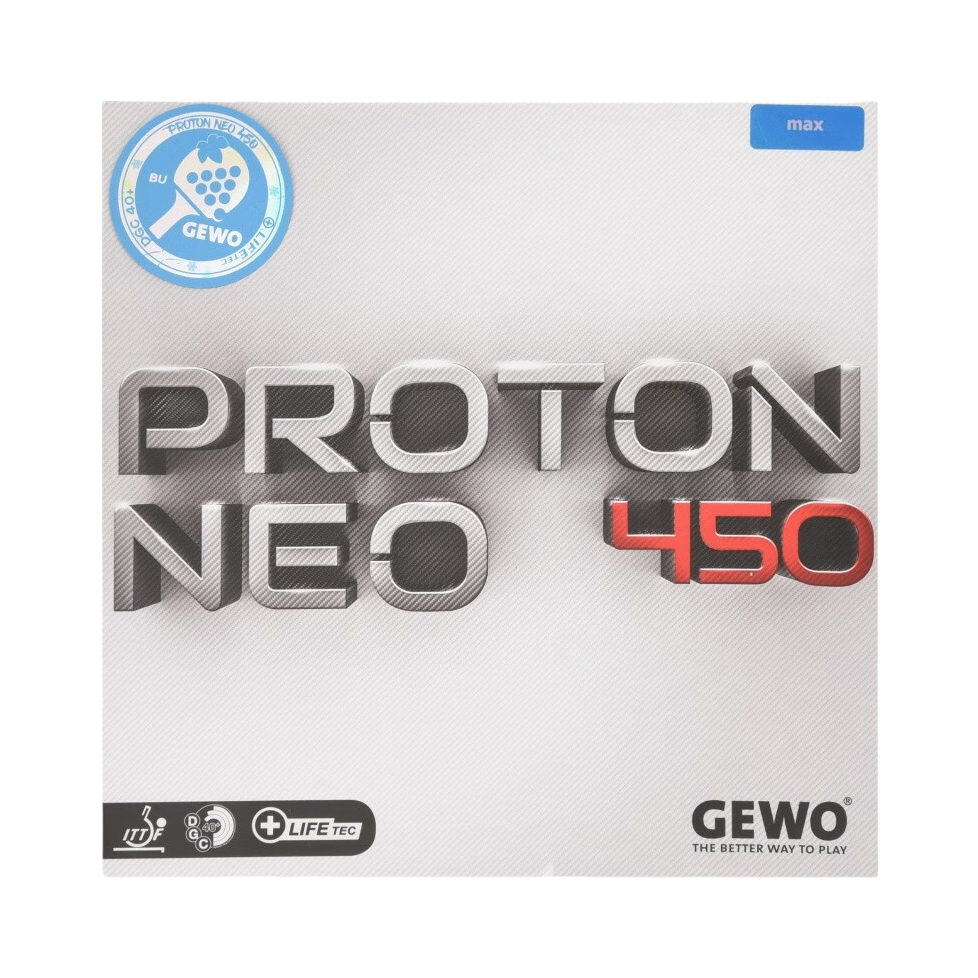 推荐商品：GEWO捷沃 PROTON NEO 450 高粘性 耐打 进阶款 韧性强 控球型 弧圈 乒乓球拍胶皮