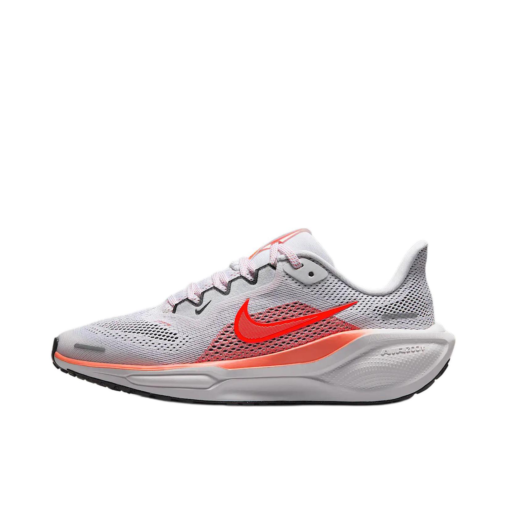 推荐商品：Nike Air Zoom Pegasus 41 飞马 跑鞋 ReactX泡绵缓震透气轻便回弹训练防滑马拉松短跑支撑贴合耐用 大童/白色/灰色/橙色