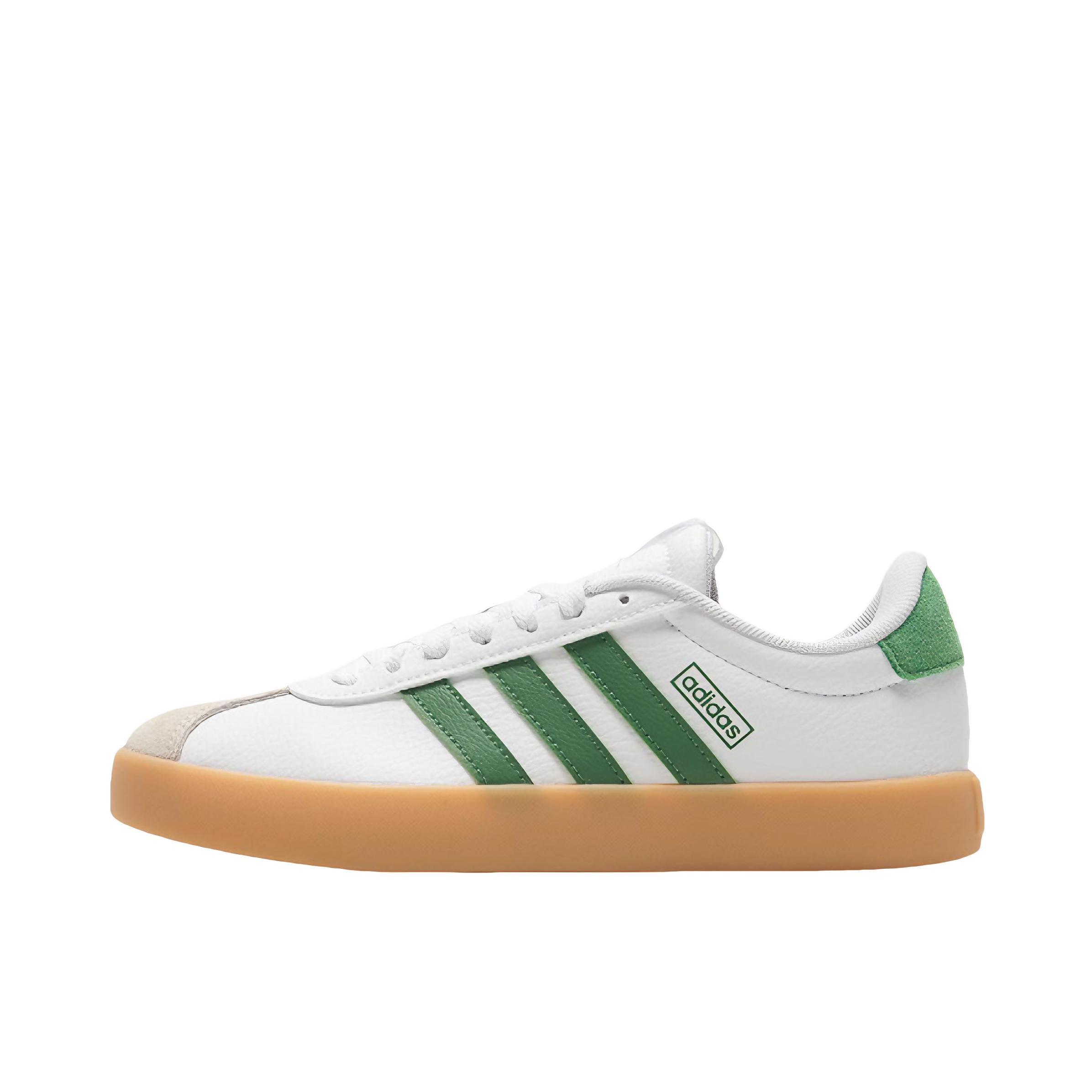 推荐商品：adidas VL Court 3.0 板鞋 T头鞋 德训鞋 舒适百搭防滑耐磨运动休闲贴合支撑圆头 白色/柔和绿/矾土棕