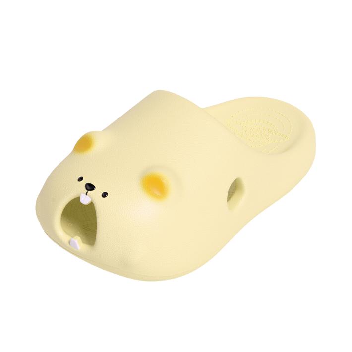 推荐商品：chikoku 可爱 厚底 外穿 沙滩 拖鞋 1407 女款/奶油黄/小氖黄