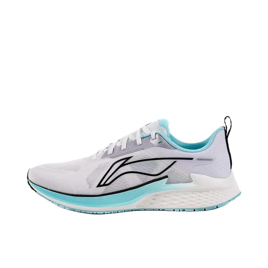 推荐商品：李宁 风翼 跑鞋 系带防滑耐磨舒适减震轻便透气橡胶简约百搭体测体考竞速 湖蓝色