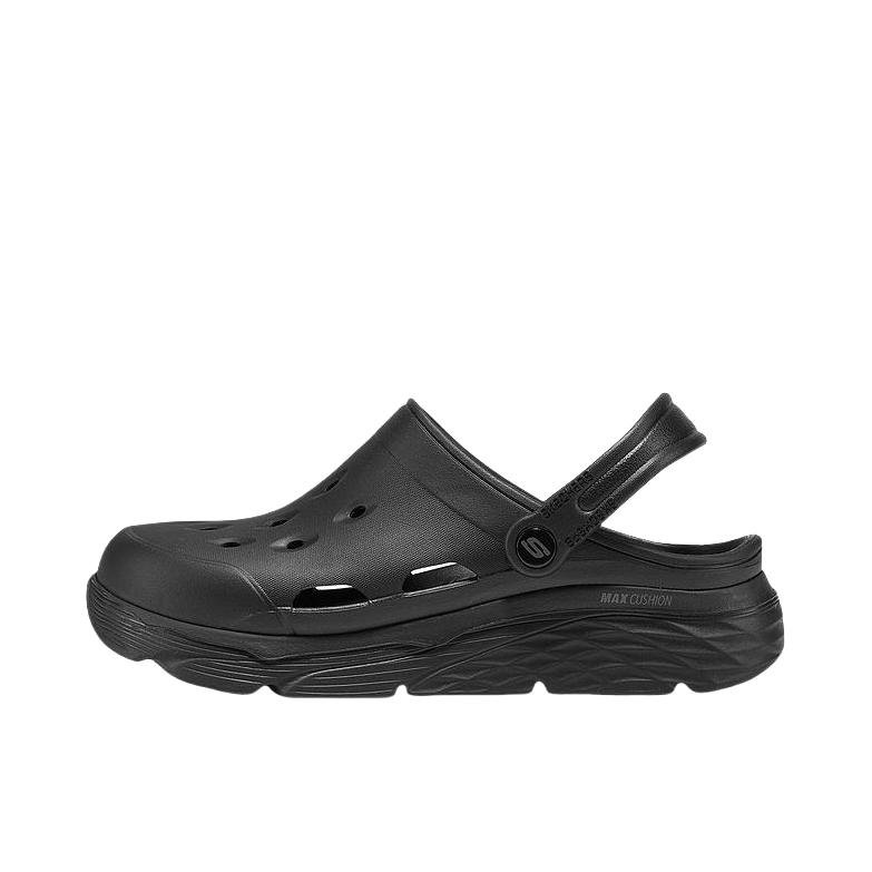 推荐商品：Skechers/斯凯奇 Foamies 耐磨舒适 缓震增高 轻质透气 休闲简约 百搭时尚 一脚蹬 沙滩 踩屎感 高级感 包头外穿 软底 拖鞋 洞洞鞋 凉鞋 黑色